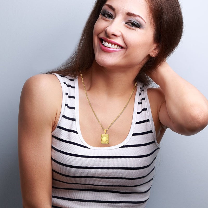 OIDEA Locket Necklace for Women Men: Stainless Steel Vintage Religious Bible Book Photo Locket Necklaces that Holds Pictures Jewelry Gifts Chain 22 Inch Gold - Image 5
